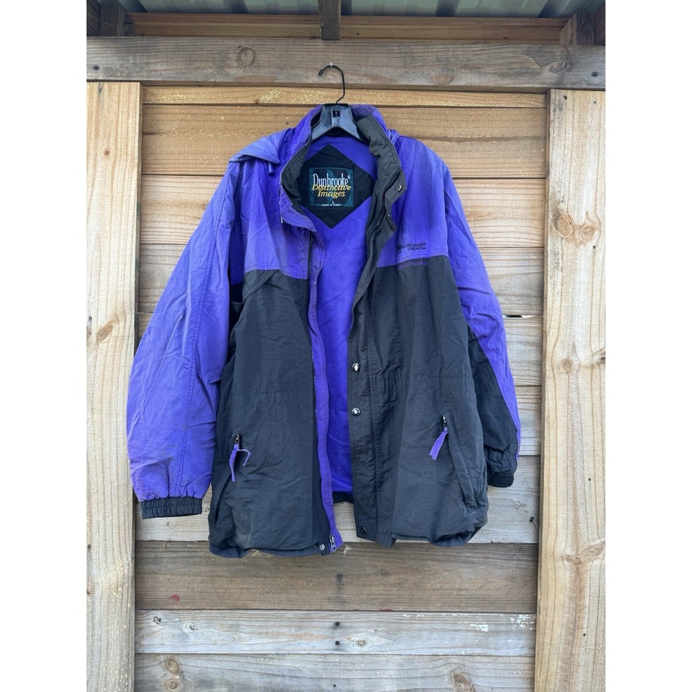 Vintage Dunbrooke Jacket Purple And Black Windbreaker Size‎ Large Made In Korea